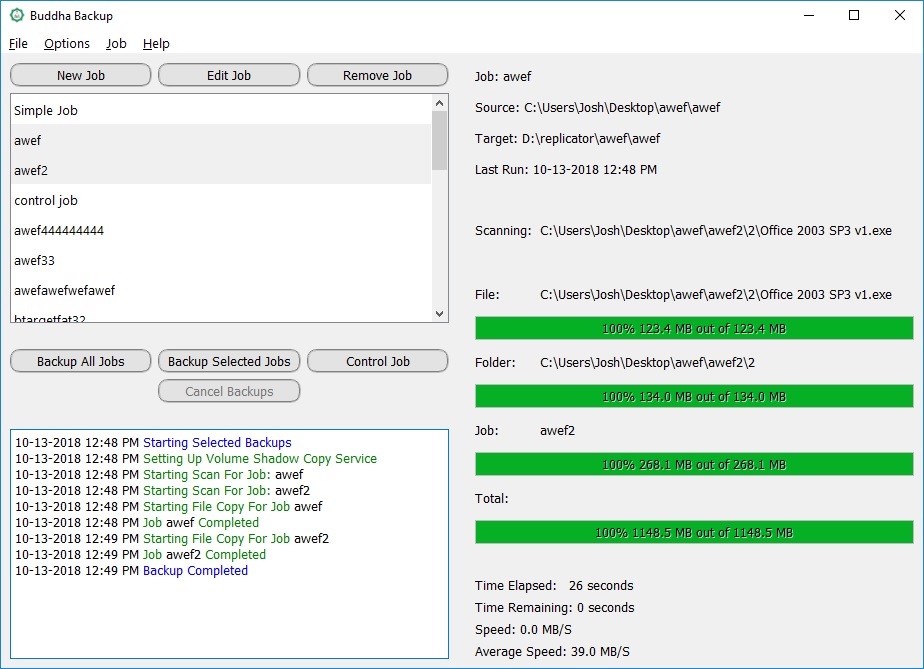 screenshot of Buddha Backup
